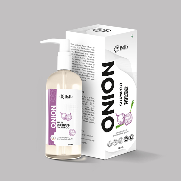 Onion Hair Shampoo Bottle Label Designing